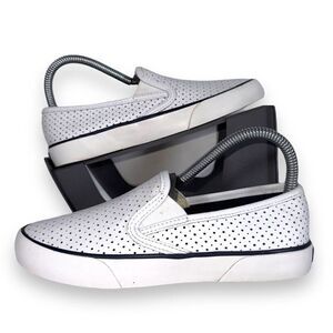 Sperry Top-Sider Pier‎ Side Leather Slip-on Shoes White STS80176 Women's 6M